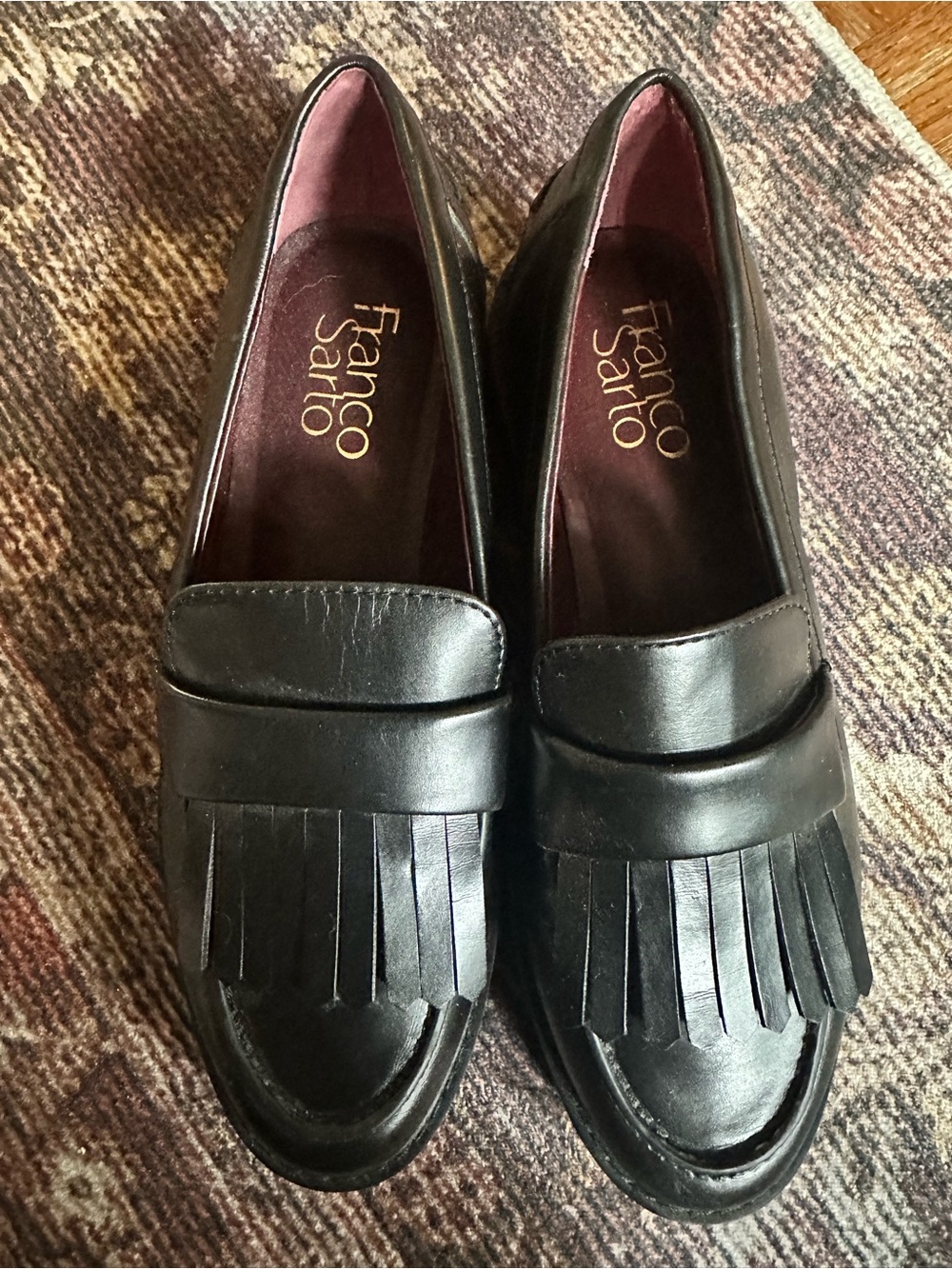 NWOT Franco Sarto Black Leather Loafers for Women